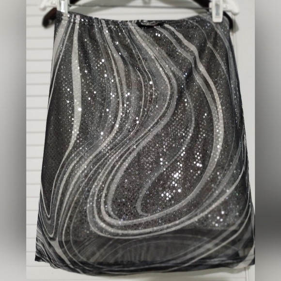 Y2K Tragically Hip Sheer Galaxy Swirl Over Silver Sequins Mini Skirt. - Picture 5 of 8